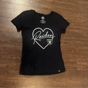 Las Vegas Raiders Women’s Black V Neck T Shirt Short Sleeve NFL